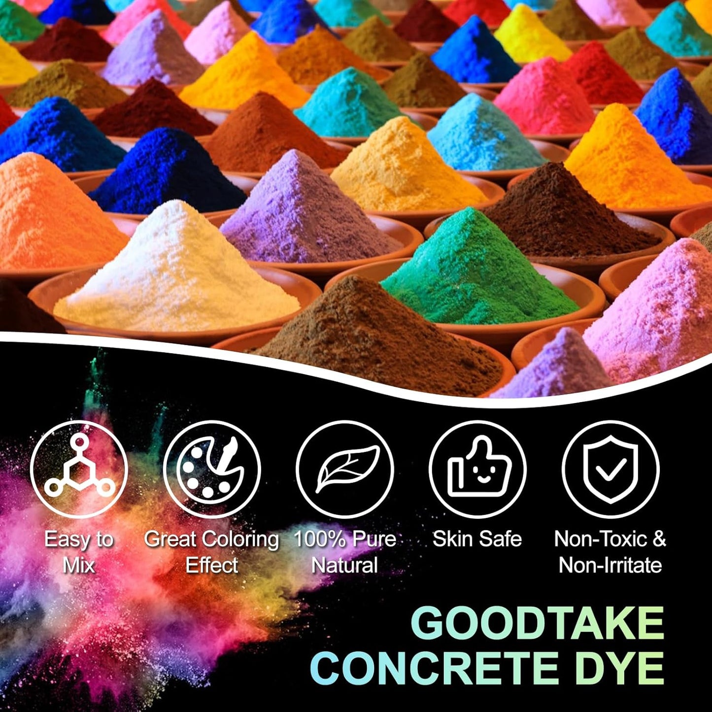 GOODTAKE Concrete Pigment, Wine Red Iron Oxide Cement Dye Color for Pastel, Tile, Paint, Mortar, Clay, Lime, Grout (Wine Red, 20 oz)