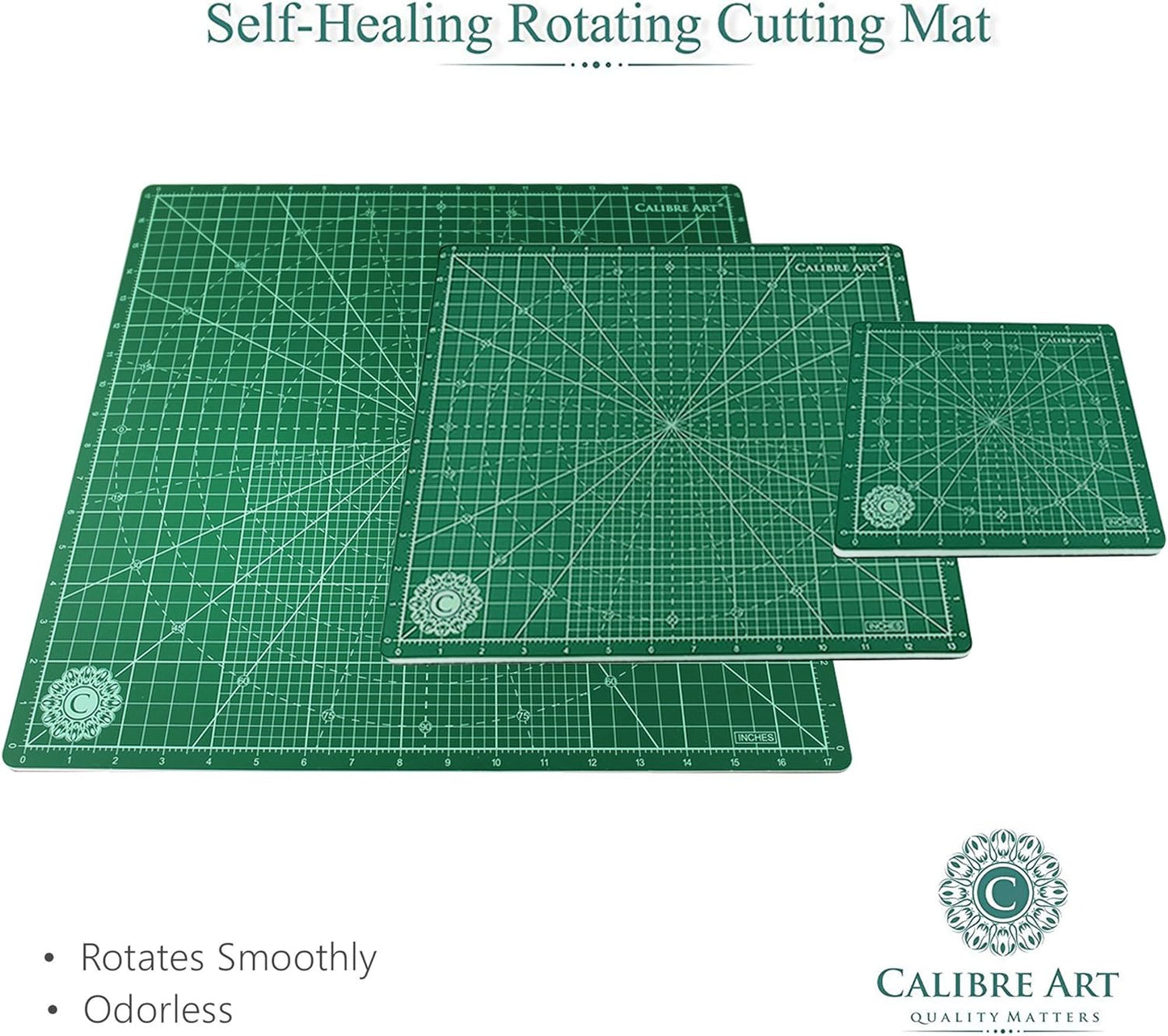 Rotating Self Healing Cutting Mat 14x14 (13" Grid), Perfect for Quilting & Art Projects