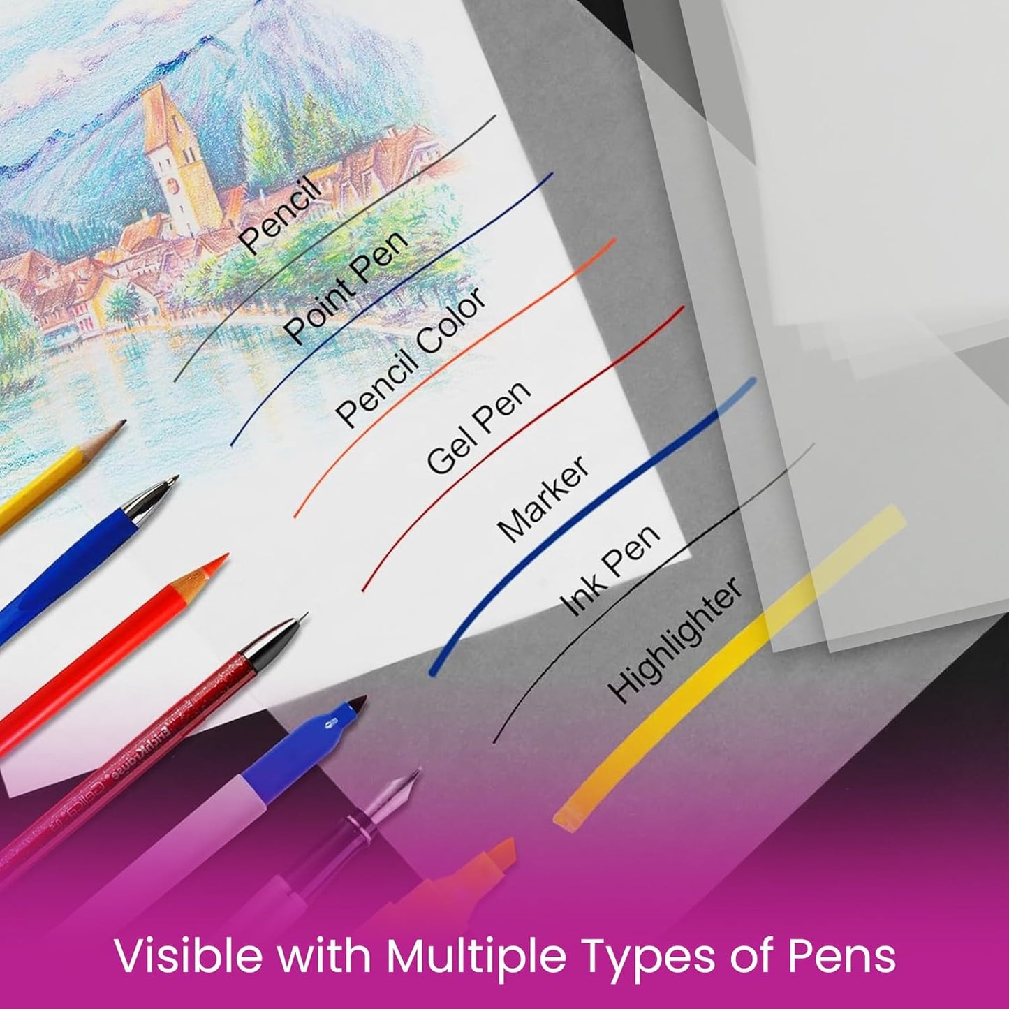 Tracing Paper 8.5 x 11 Inch - 500 Sheets 41lb/63gsm Transparent Vellum Paper for Sketching, Preliminary Drawing, Drafting & Overlays - Premium Translucent Tracing Paper for Pencil, Marker and Ink