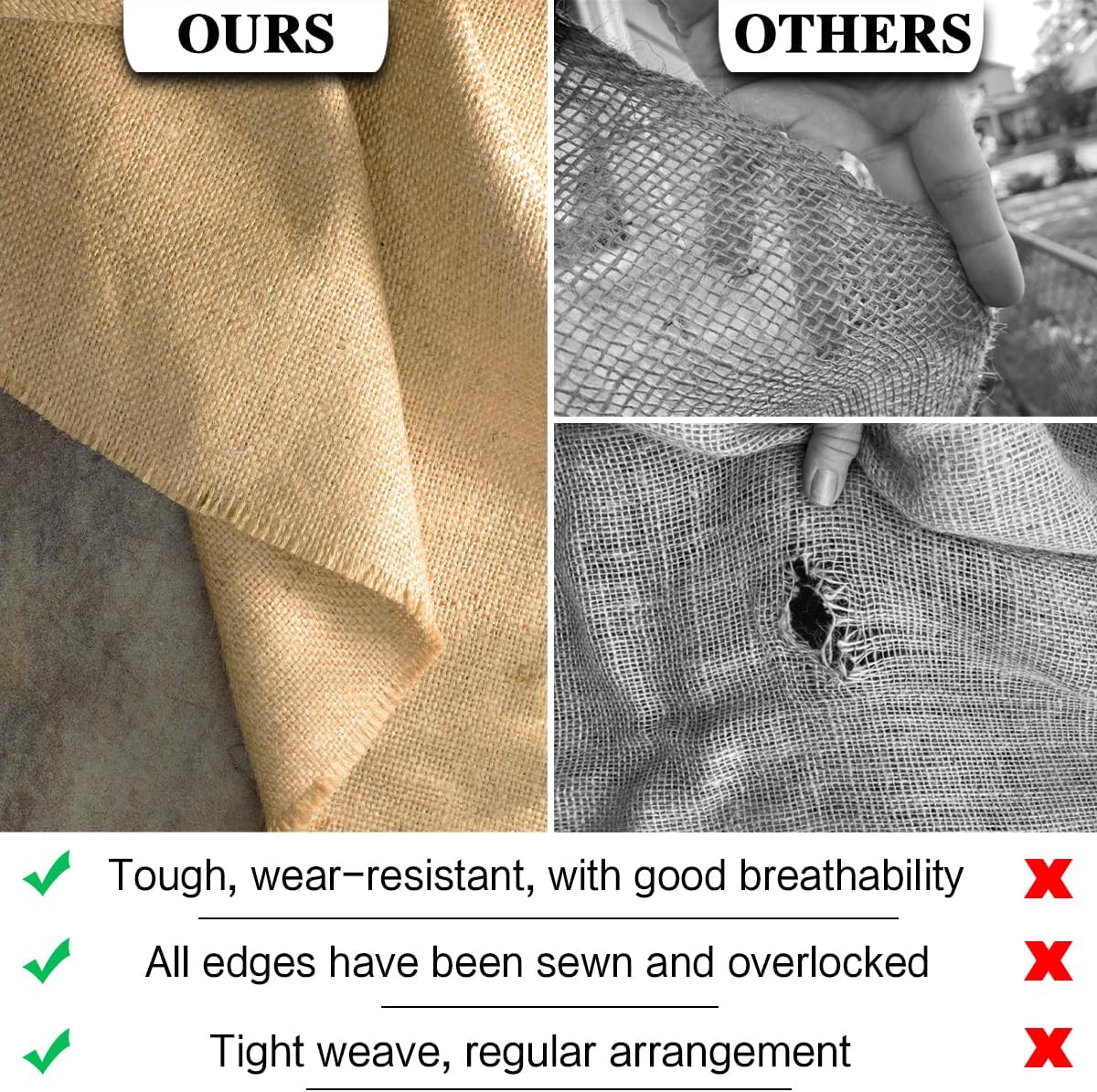 Burlap Fabric Roll, 40" x 24 Feet Burlap Garden Fabric Natural Jute for Decorations, Crafts, Weddings, Table Runner, Landscaping, Plants & Tree Covering