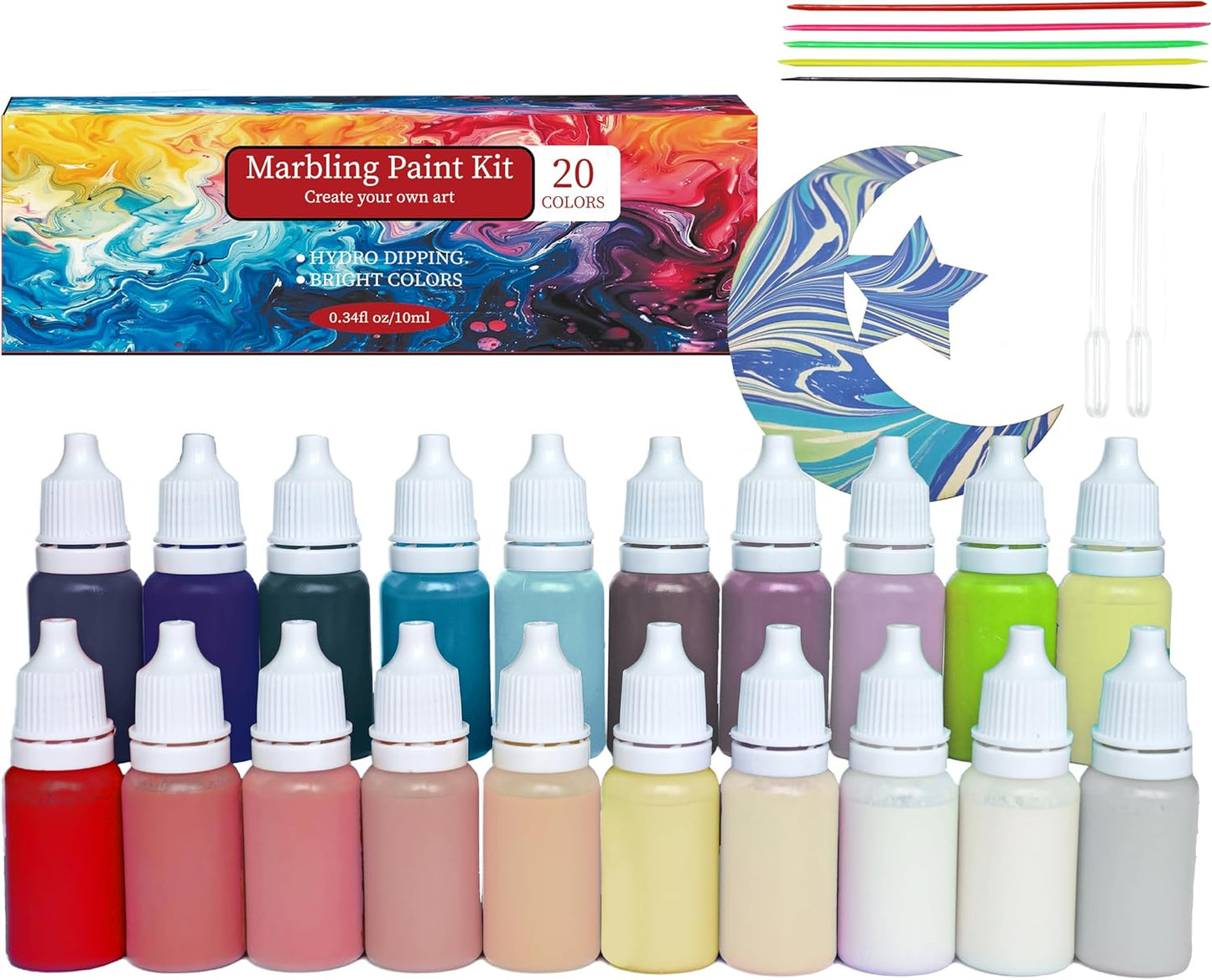 27PCS Water Marbling Painting Kit, Christmas Water Paint for Craft, Turkish Marble Pattern Craft Set,Cream Watercolor Art Kit, Perfect for Christmas, Halloween, Thanksgiving & New Year Gifts