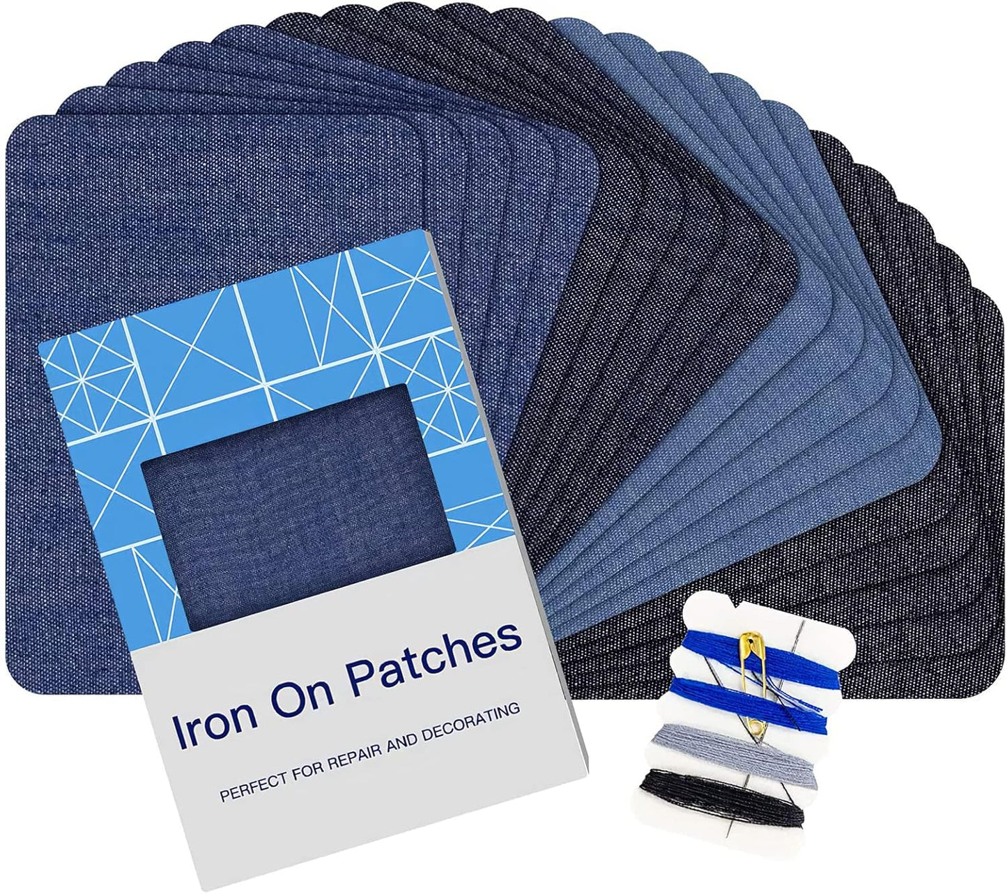 HTVRONT Iron on Patches for Clothes, 20PCS Iron on Patches for Jeans 3" by 4-1/4", 4 Shades of Cotton Denim Clothing Repair and Decoration Kit for DIY Repair, Crafting, Embellishment