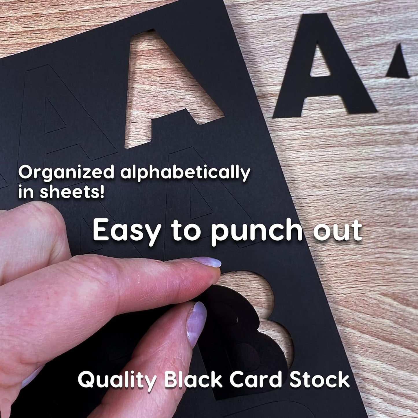 FreshCut Crafts 636 Pcs 1.5 in. Black Bulletin Board Letters & Numbers, Capital Alphabet Letters, Numbers, Punctuation, US Made Card Stock Punch Out Letters for Posters, Bulletin Boards, Classroom