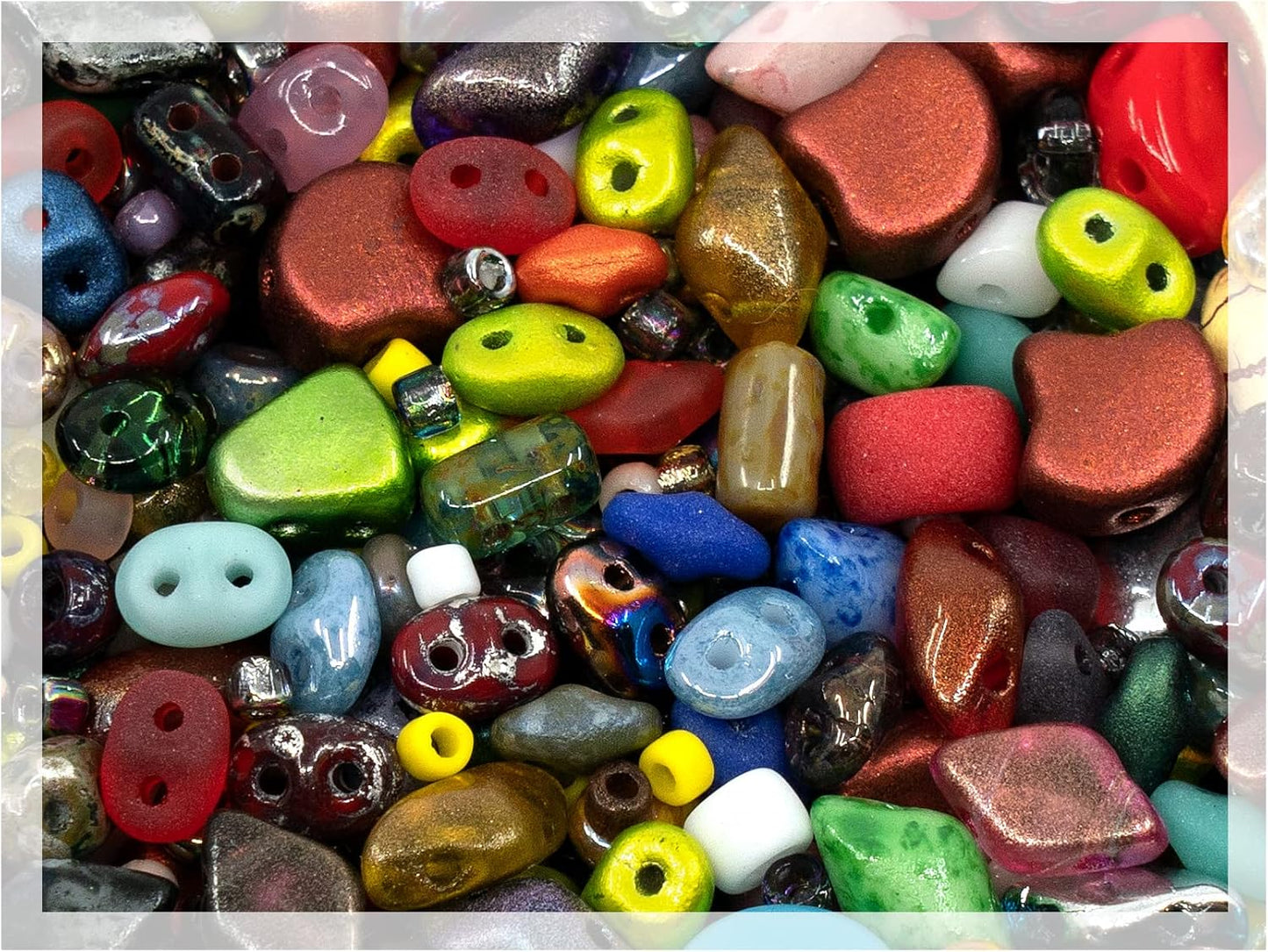 0.9oz (25g) of All MATUBO Glass Bead Mix (SuperDuo, MiniDuo, Ginko, Rulla, Nib-Bit, Paisley), 0.2-0.4inch (0.5-1cm),Mixed Colors