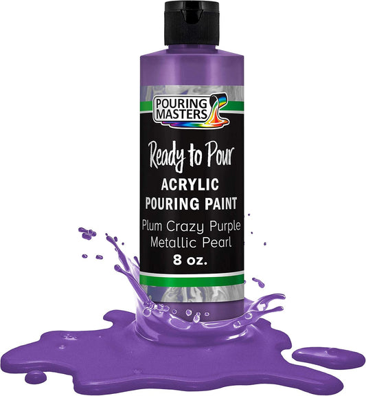 Pouring Masters Plum Crazy Purple Metallic Pearl Ready to Pour Acrylic Pouring Paint - Premium 8-Ounce Pre-Mixed Fluid Acrylic Paint - Fluid Art Supplies for Canvas, Wood, Paper, Tile & Rocks