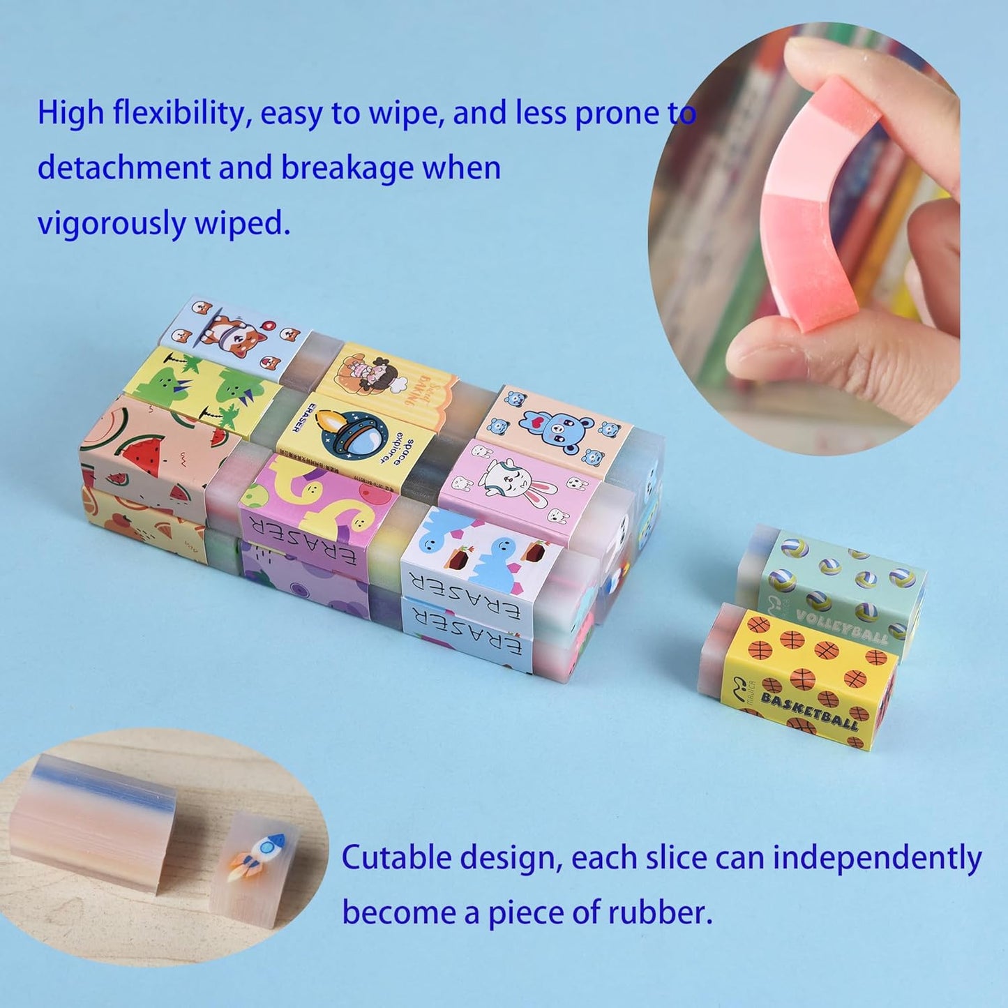 23PCS Big Fun Cute Animal Fruit Pencil Erasers for Kids Bulk,Back to School Party Gifts (Fruit Animal Jelly, Big)