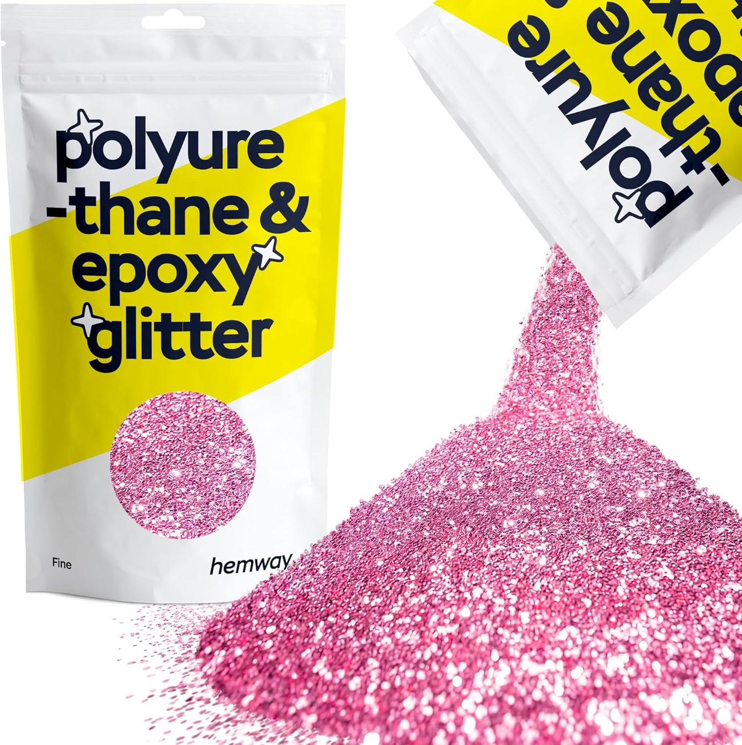 Hemway Polyurethane & Epoxy Resin Glitter 100g / 3.5oz Metallic Crystal Flake Additive for Flooring Jewelry Tumblers Glass Pigment - Fine (1/64" 0.015" 0.4mm) - Rose Pink