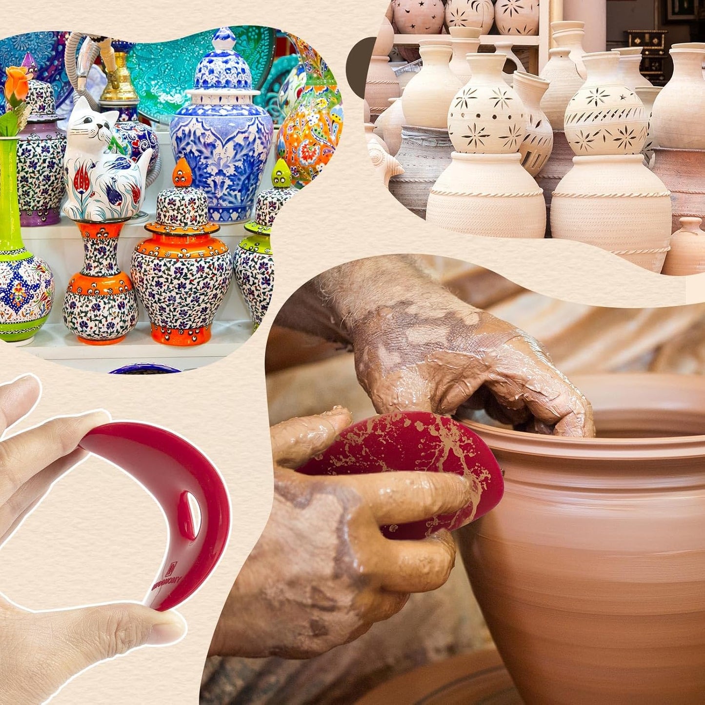 DIYOOHOMY Pottery Ribs for Pottery Tools and Clay Tools, Soft Silicone Ceramic Supplies Kit for Shapes Sculpting,Mud,Trimming,Throwing (6)