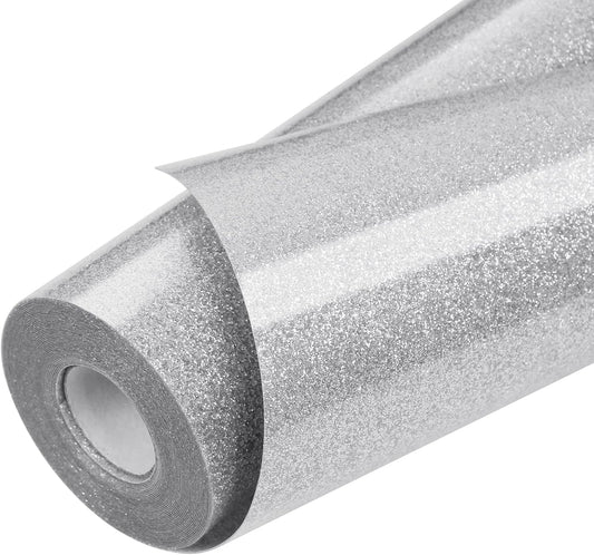TORC Silver Glitter HTV Heat Transfer Vinyl Roll 12 inch x 20 ft Iron on Vinyl for T Shirts Crafts Bulk