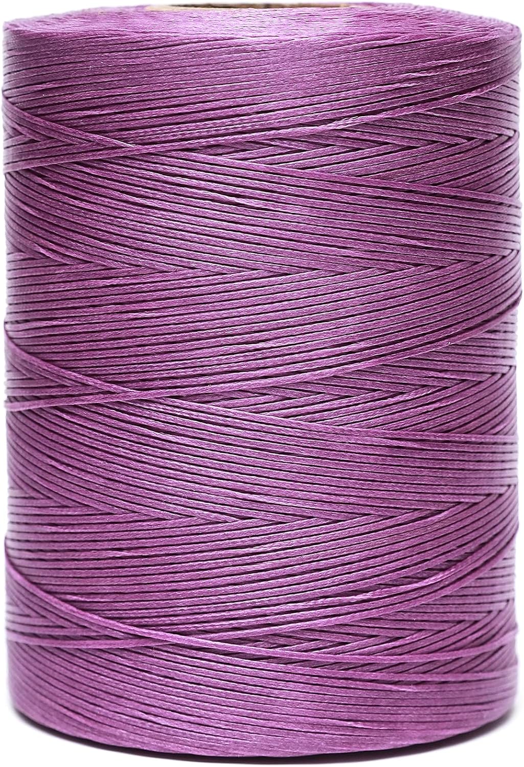 Waxed Thread,852Yards 150D 0.8mm Flat Polyester Wax Thread for Hand Sewing Leather Craft DIY Projects Shoes Repair Book Binding(Light Purple)
