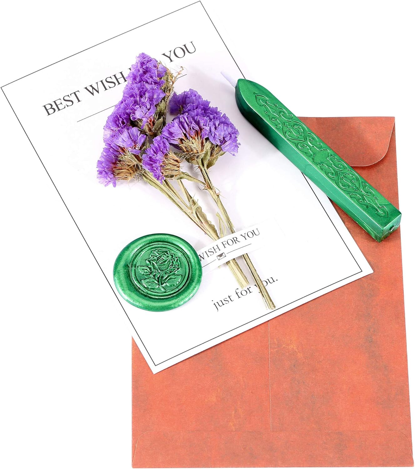 Yoption 12 Pcs Sealing Wax Sticks with Wicks, Antique Metallic Green Totem Fire Manuscript Seal Wax for Wax Seal Stamp (Metallic Green)
