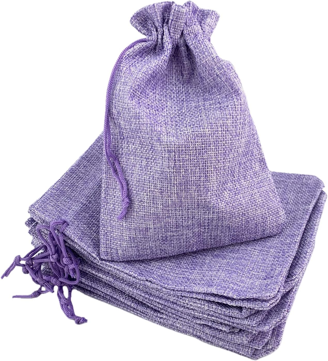 Palmhomee Pack of 25 Burlap Gift Bags with Drawstring Linen Jewelry Pouches Wedding Hessian Jute Bags for Birthday and Treat Pouches Party Wedding Favors Gift (7x9 Inch, Lavender)