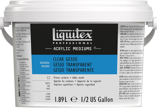 Liquitex Professional Gesso Surface Prep Medium, 1.89L (Half Gallon) Bucket, Clear Gesso