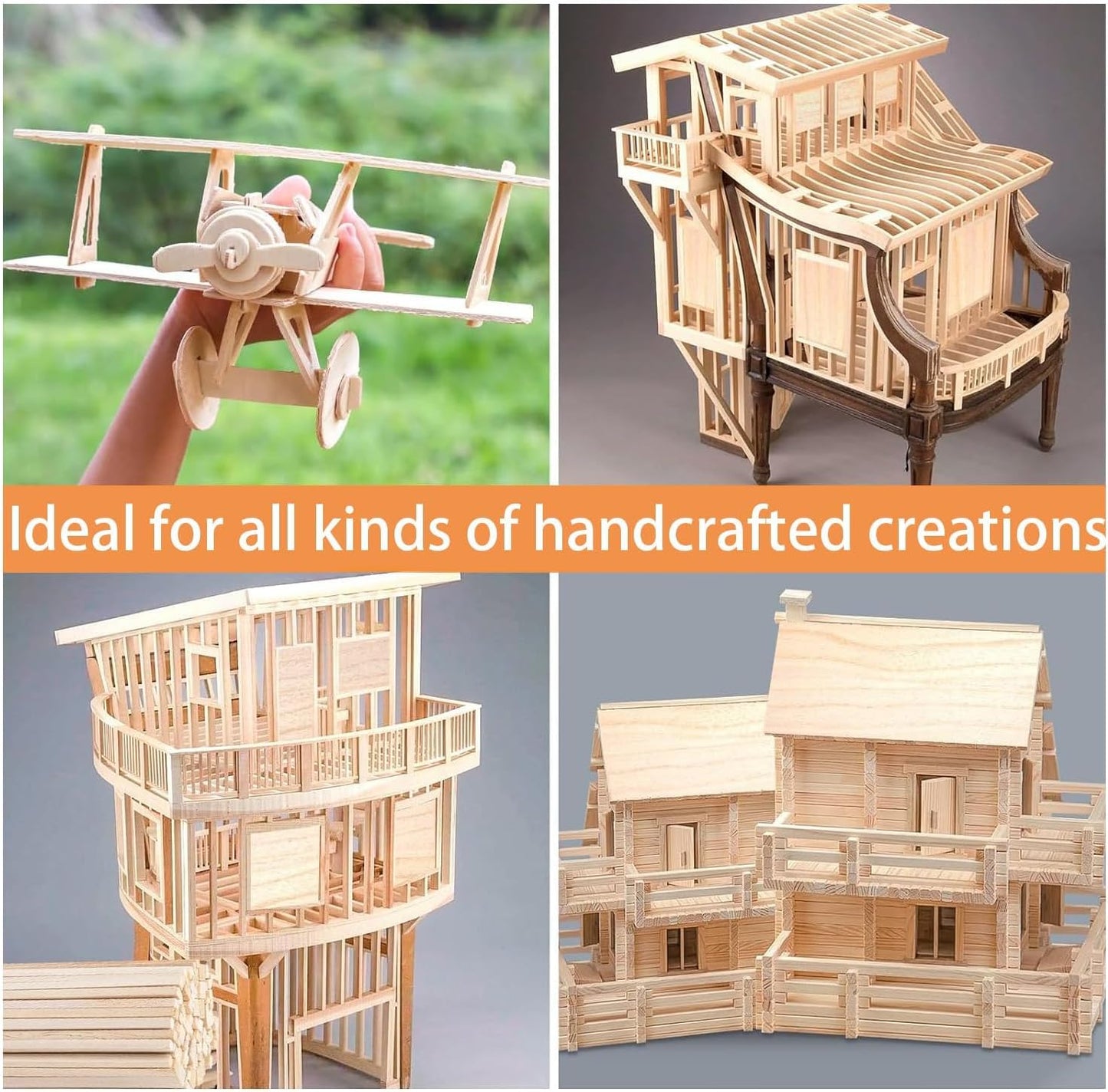 3/4 x 12 Inch 10 PCS Square Dowel Rods Wood Sticks Wooden Dowel Rods Unfinished Bamboo Sticks - for Crafts,Home Decor, Model Making and DIYers