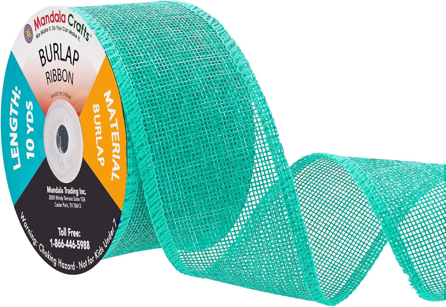 Mandala Crafts Turquoise Burlap Ribbon 2 Inches Wide Jute Ribbons for Crafts - 20 Yds Roll Rustic Burlap Wrap Trim Ribbons for Wreaths Bows Wedding Party Decoration