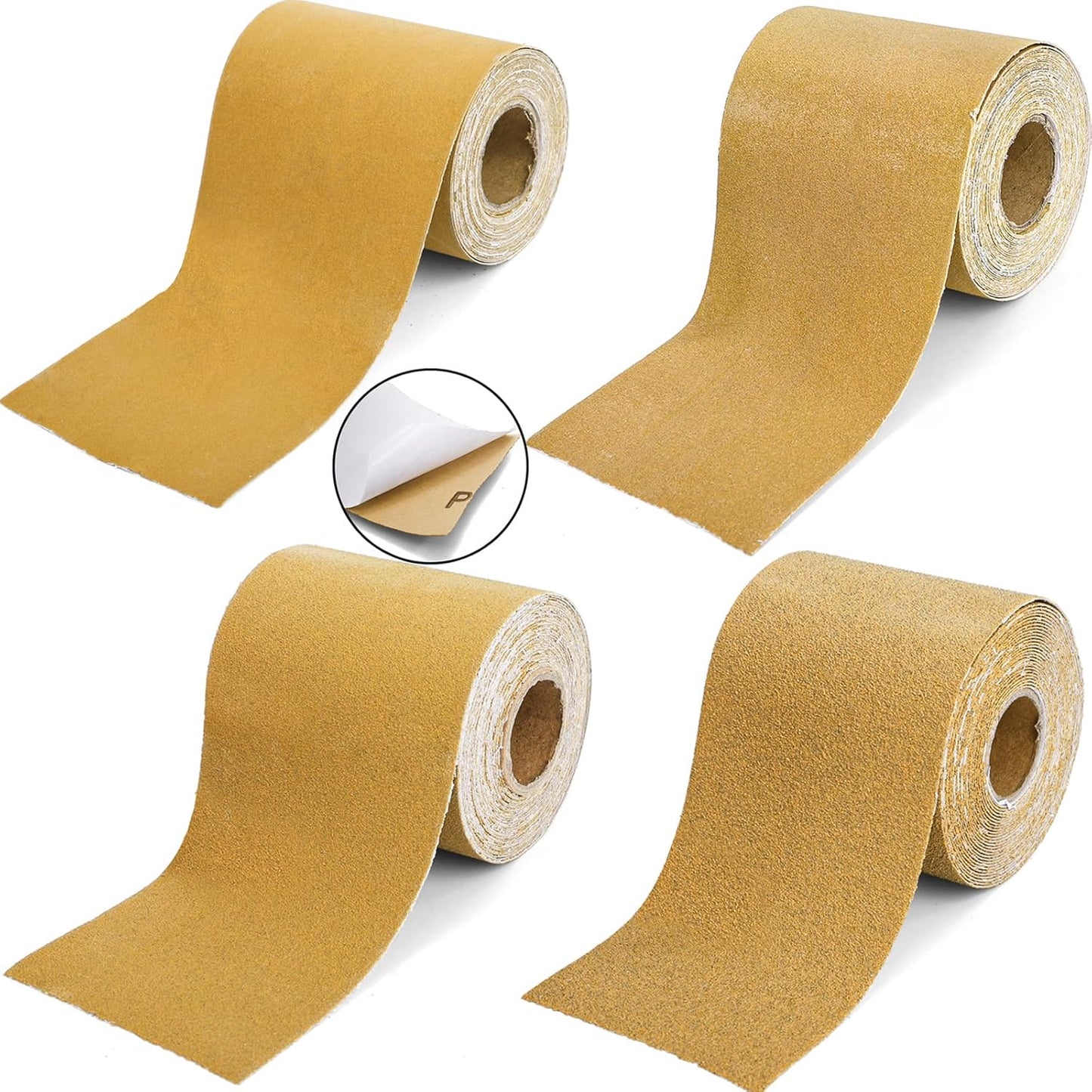 TOPZEA PSA Longboard Sandpaper Rolls Set, 80/120/220/320 Grit, Total 20 Yards, 2-3/4" Wide, 4 Grits Continuous Longboard Sanding Paper for Automotive Body, Woodworking, Air File & Hand Sander Blocks