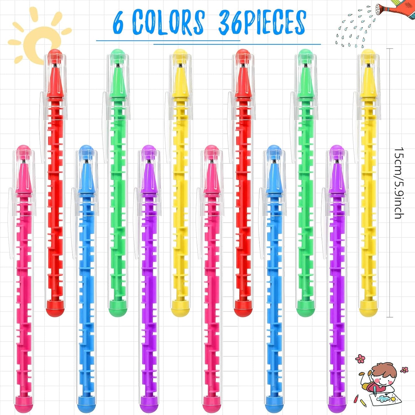 Epakh 36 Pcs Maze Puzzle Shape Ballpoint Pen with Built in Ball Novelty Creative Pens Blue Ink Fidget Maze Toy Stress Relief Puzzle toys for Adult Kids Office School Party Favor, Bright Colors