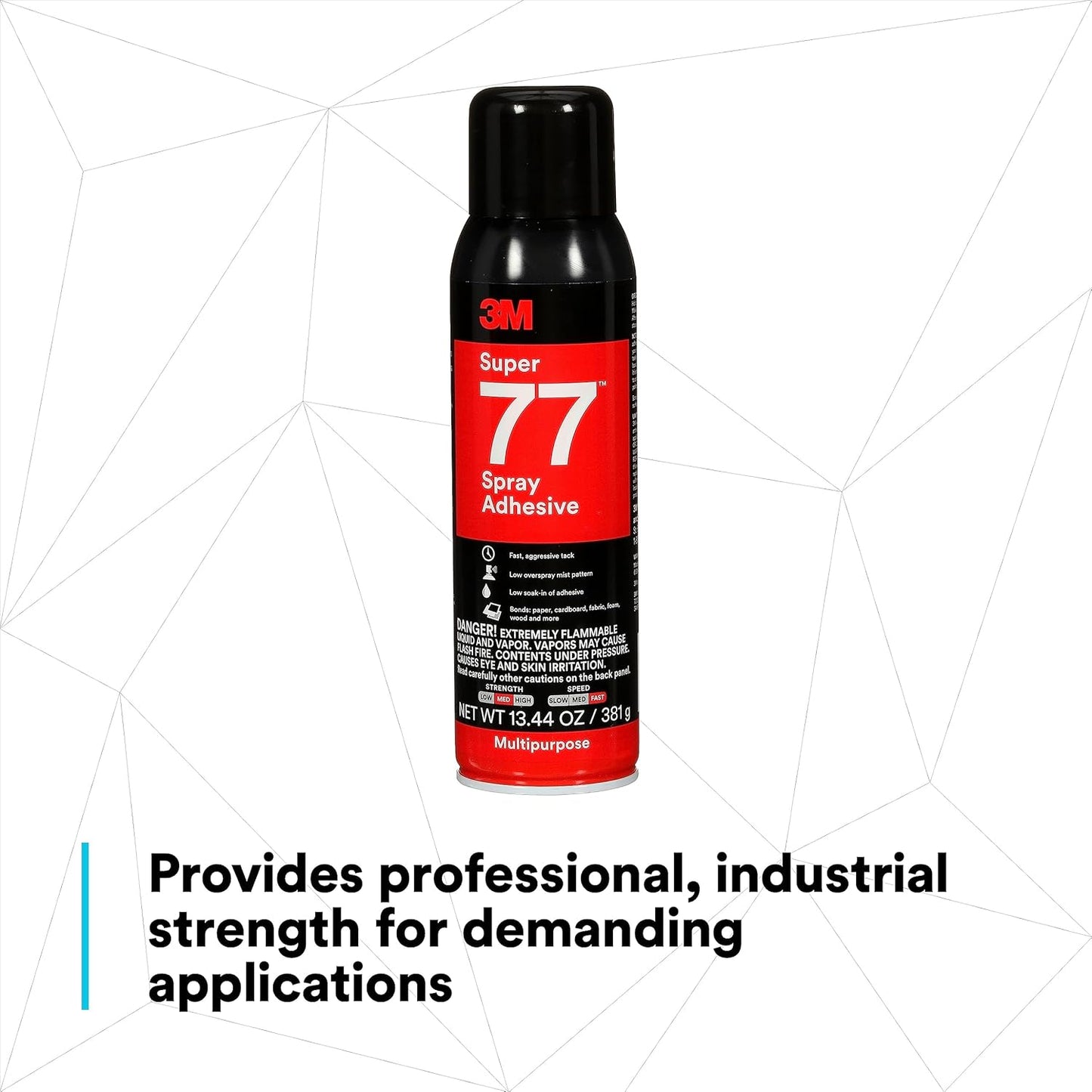 3M Super 77 Multipurpose Permanent Spray Adhesive Glue, Paper, Cardboard, Fabric, Plastic, Metal, Wood, Net Wt 13.44 oz