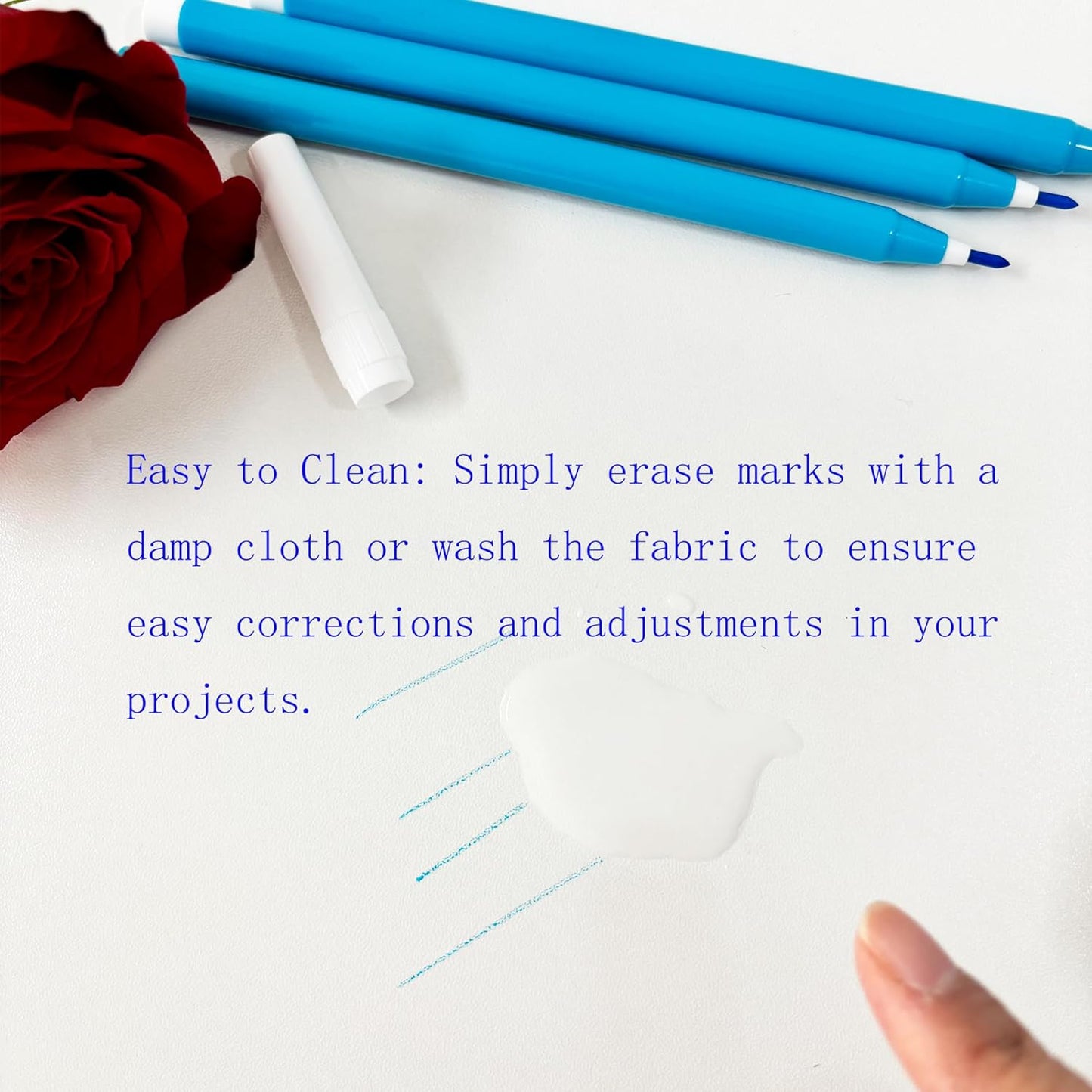 10 PCS Blue Washable Fabric Markers for Sewing,Erasable Fabric Marking Sewing Pens for Quilting Embroidery Dressmaking (10)