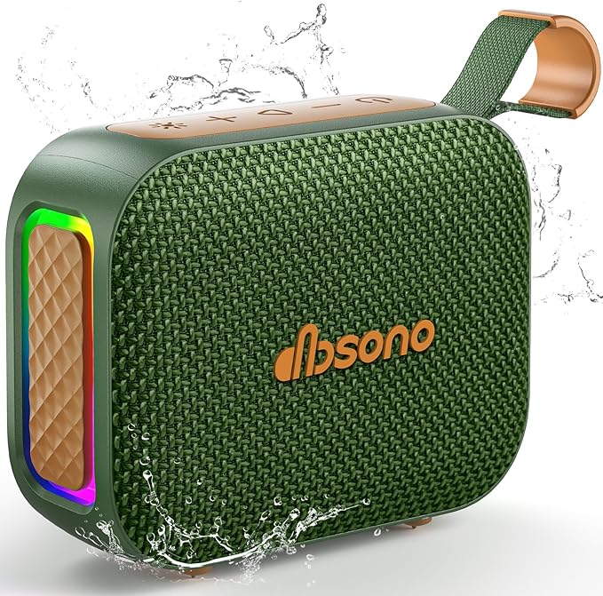 Portable Bluetooth Speaker Waterproof Gift: IPX5 HD Sound Up to 24H Playtime, TWS Pairing, Wireless Speakers with Lights, Travel Essentials Birthday Gifts for Men Women Boys Girls-Dark Green