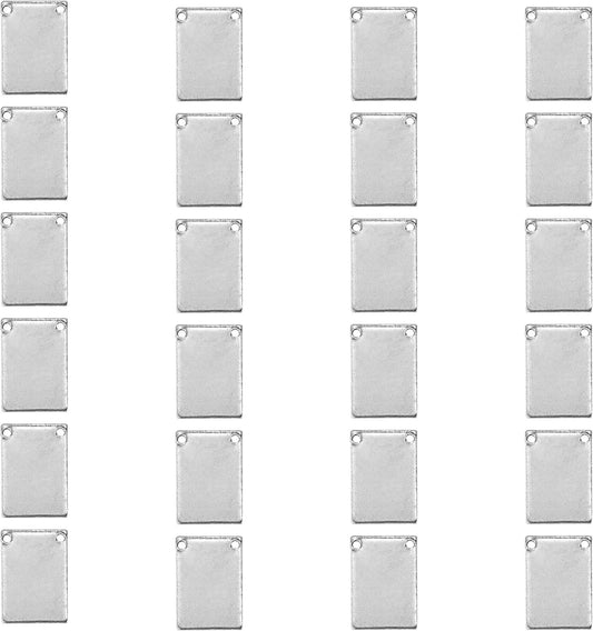 ImpressArt - Premium Metal Stamping Rectangle Blanks for Metal Stamping and Jewelry Making (24 Pack) (7/16" x 3/4" Rectangle w/ 2 Holes, Aluminum)