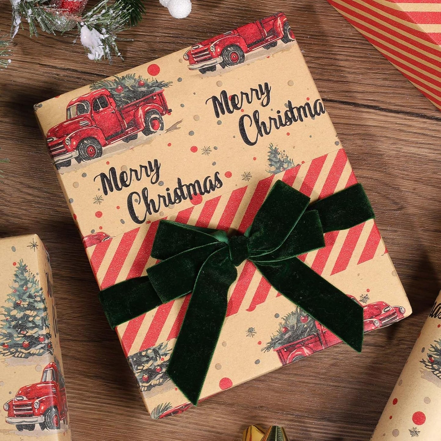 LaRibbons Thin Velvet Ribbon 1 Inch x 25 Yards, Dark Green Velvet Ribbon for Christmas Tree, Gift Wrapping, Wreath Bow, Outdoor Decoration