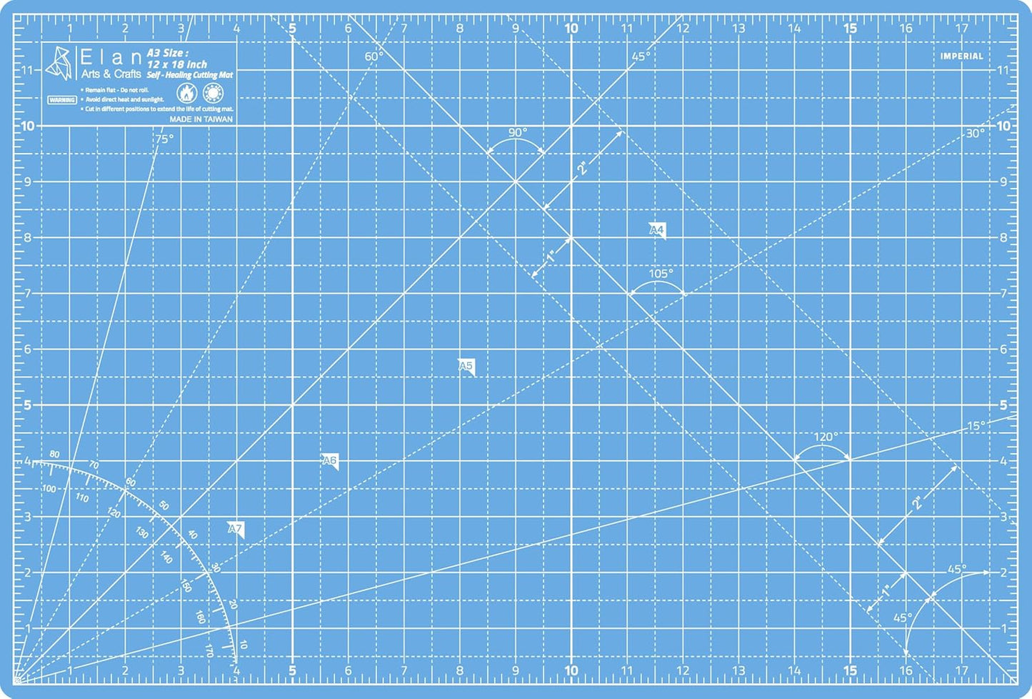 Elan Cutting Mat A3 Blue, Self Healing Cutting Mat 12x18 Inch, 5-Ply Craft Board Blue, Hobby Board for Crafts 12x18 Inch