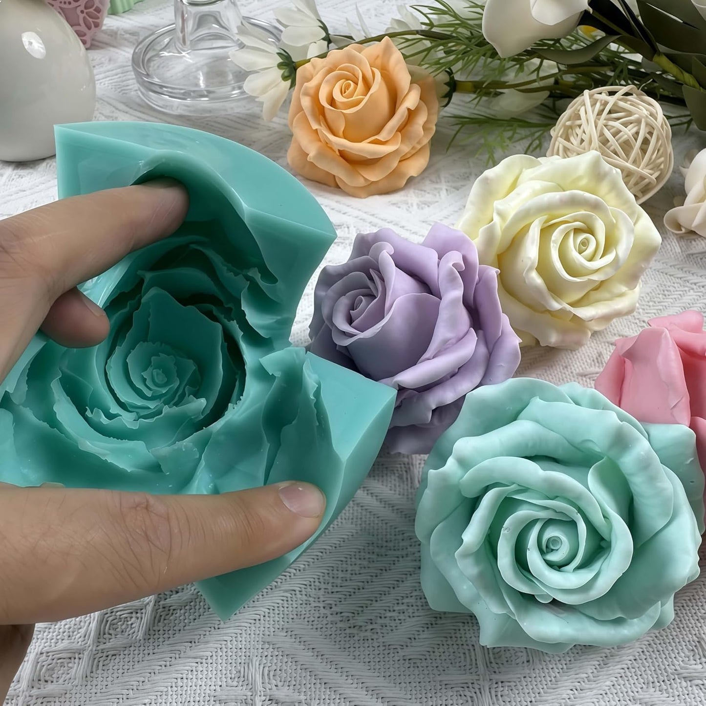 3D Rose Flower Silicone Mold Resin Epoxy Flower Molds Decorating Crafts Candle Wax Mold Mousse Cake Silicone Mould