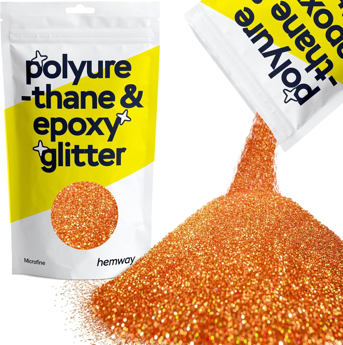 Hemway Polyurethane & Epoxy Resin Glitter 100g / 3.5oz Metallic Crystal Flake Additive for Flooring Jewelry Tumblers Glass Pigment - Microfine (1/256" 0.004" 0.1mm) - Copper Holographic