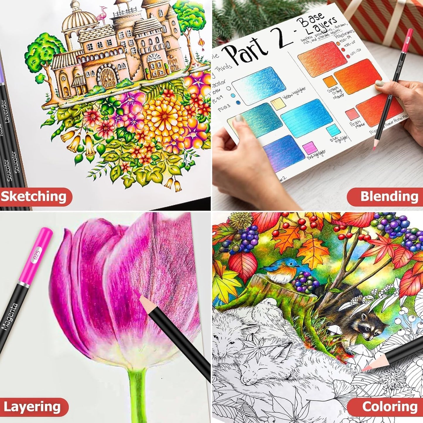 Soucolor 72-Color Colored Pencils for Adult Coloring Books, Christmas Stocking Stuffers for Teen Girl Boys Gifts, Soft Core Color Pencil Set for Kids Art Supplies, Coloring Drawing Sketching Pencils