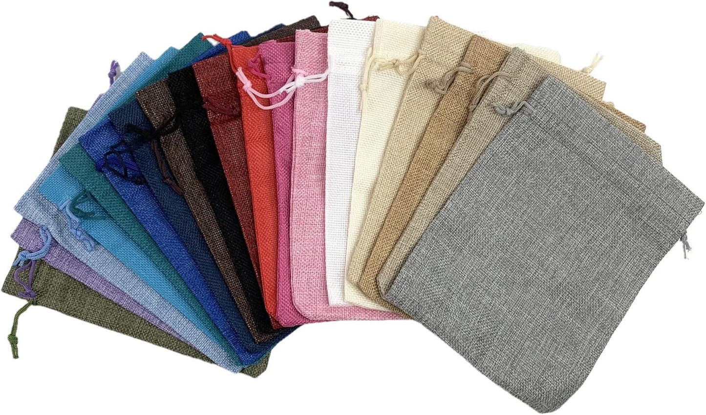 Palmhomee Gift Bags, Pack of 20 Burlap Drawstring Linen Jewelry Pouches, Hessian Jute Bags for Birthday, Jewelry, Treats, Party Favors, Art & DIY Craft (6x8 Inch, Mixed Colors)
