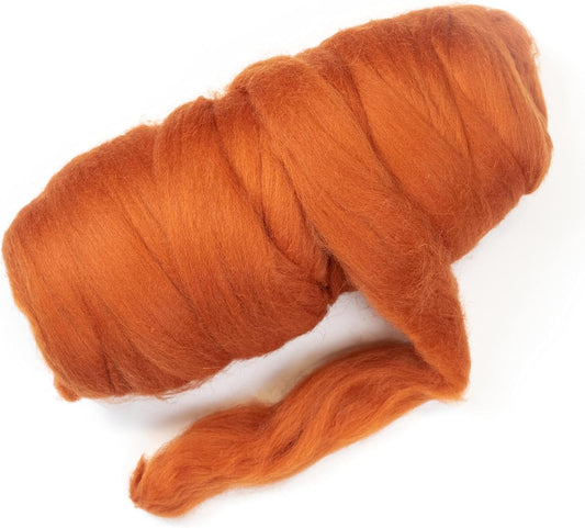 Kondoos Colored Natural Wool roving, 1 lb. Best Wool for Needle Felting, Wet Felting, handcrafts and Spinning. (ocher, 1 lb)