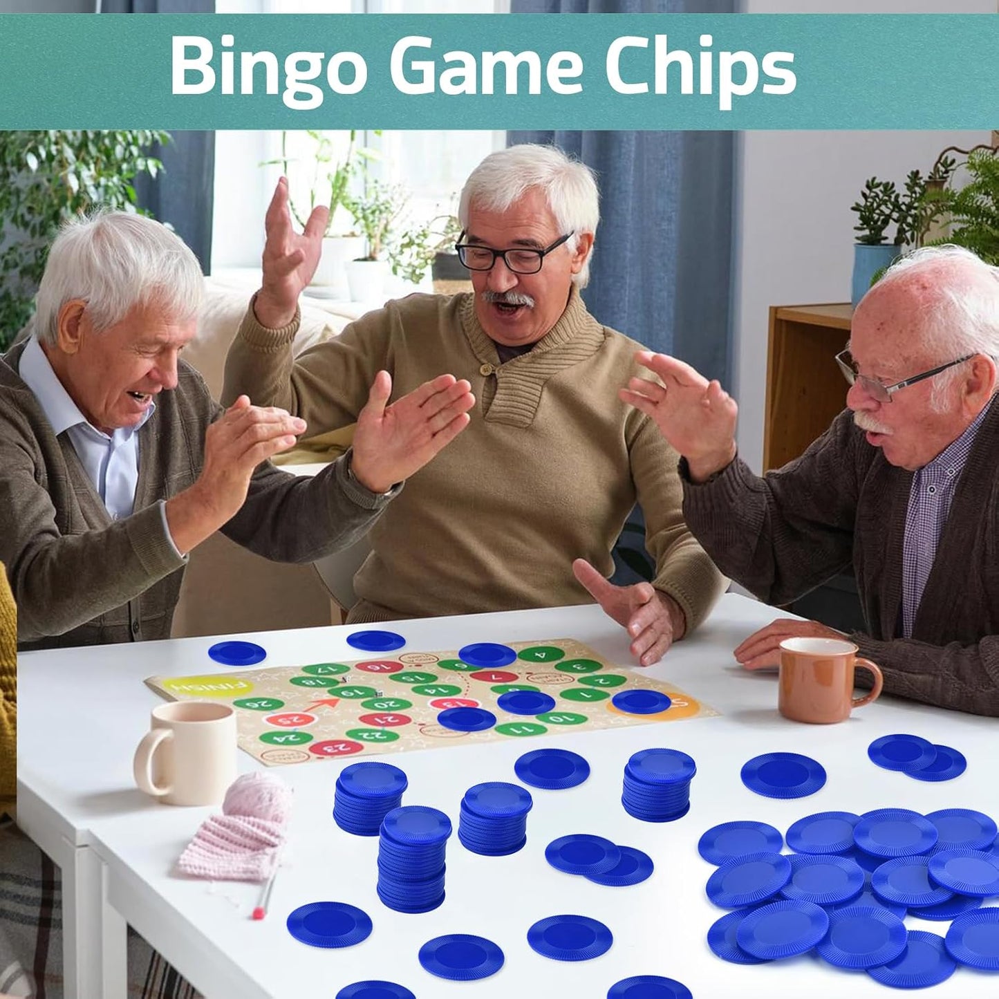 Coopay 500 Pieces Plastic Poker Chips, 1 Inch Bingo Chips Bulk Learning Counters Disks Poker Card Game, Counting Markers for Math Practice, Game Tokens and Teaching Rewards, 25 mm (Blue)