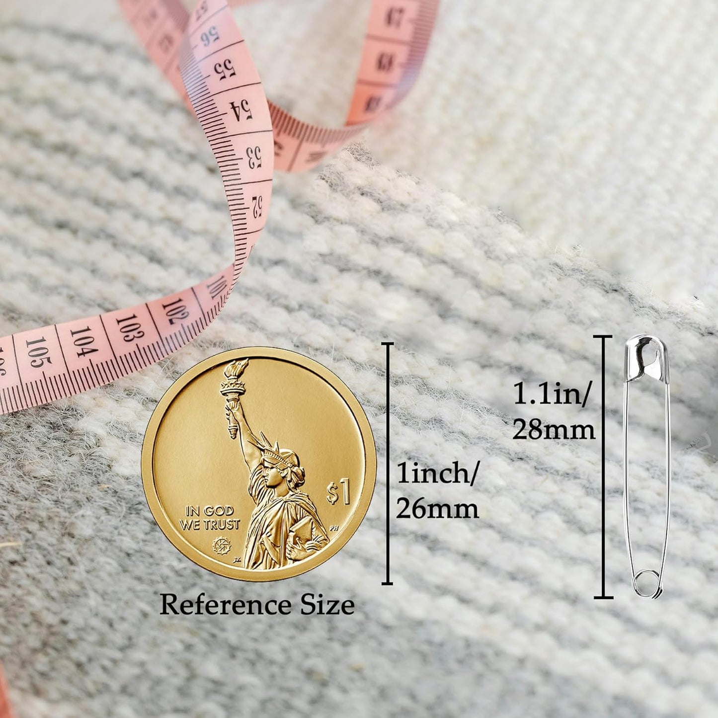 Safety Pins, 1000PCS-1.1Inch Small Safety Pins, Rust-Resistant Nickel Plated Steel, Sharp Edge Safety Pin for Clothes, Sewing, Arts & Craft, 28mm Decorative Safety Pins (Silver), UR-28