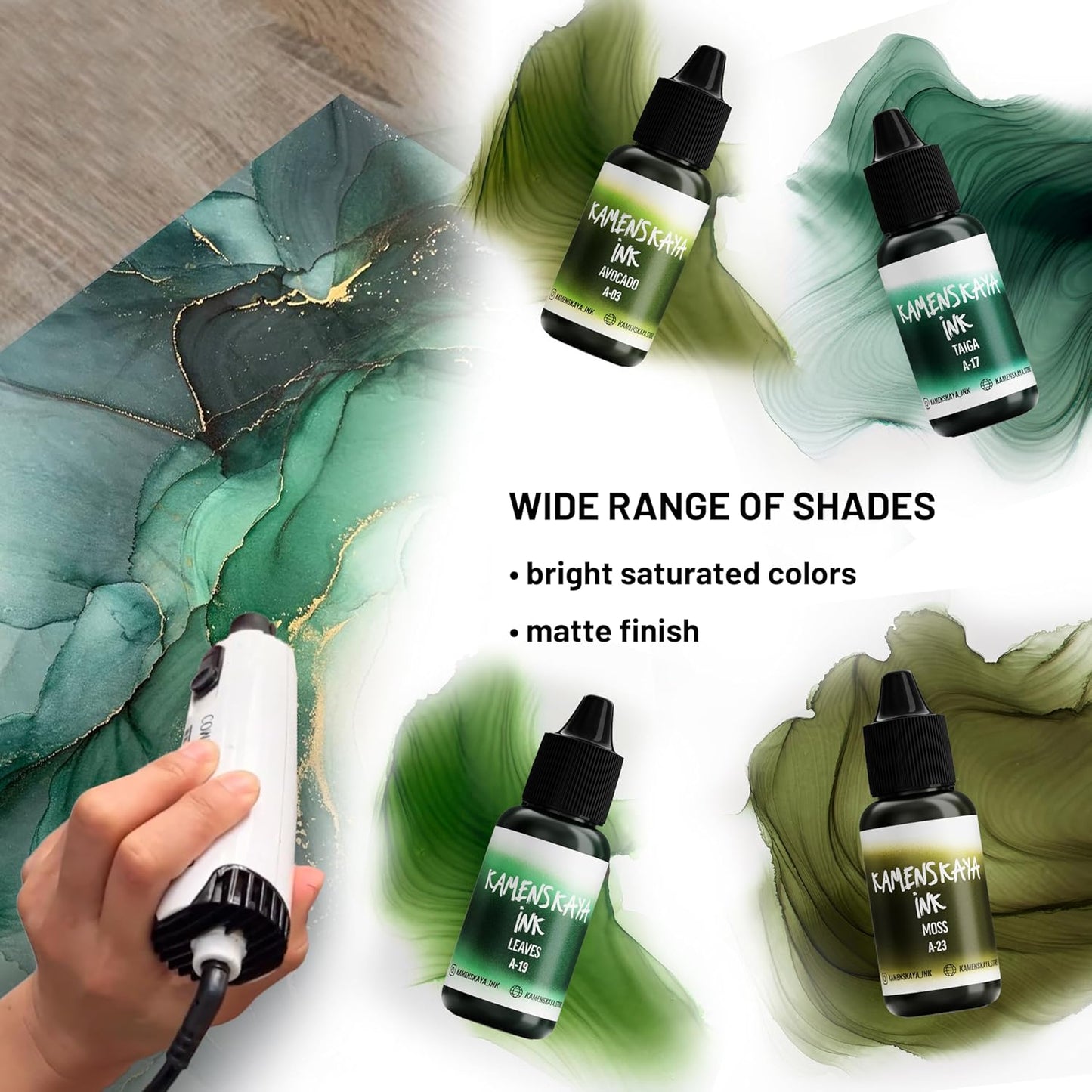 Alcohol Ink Set #17: Matched Color Combination of Alcohol Inks, 4 pcs. 0.51 fl oz (15 ml) Each