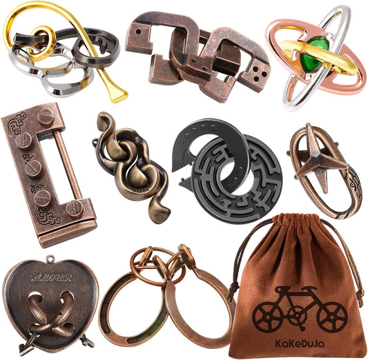 9pcs Metal Puzzle for Adult Disentanglement Puzzles Lock Puzzle Games Set Gift for Adults Teenagers