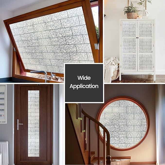 Window Privacy Film, Frosted Glass Decorative Static Cling, Removable Sun Blocking Vinyl Covering,Window Film for Home Kitchen Living Room Bathroom, Moon Scar, 17.3" x 78.7"