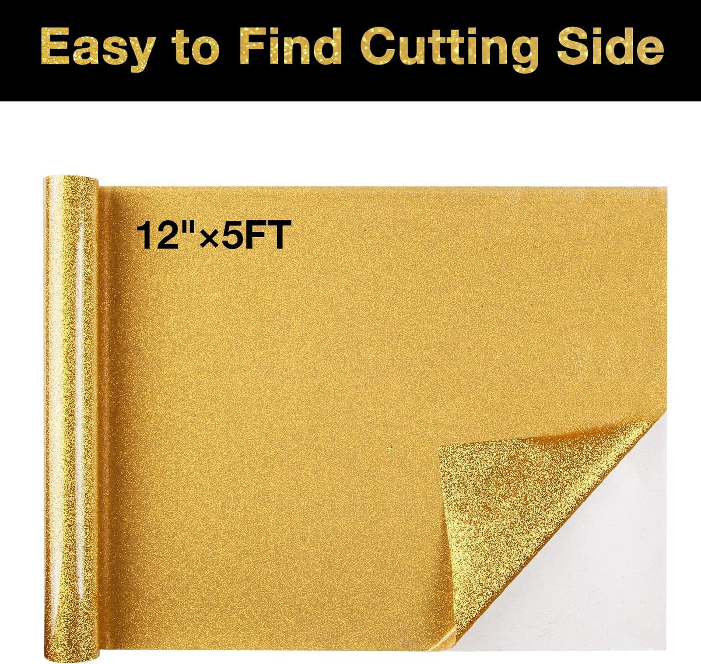 TORC Gold Glitter HTV Heat Transfer Vinyl 2 Rolls Iron on Vinyl for T Shirts Crafts 12 inch x 5 ft