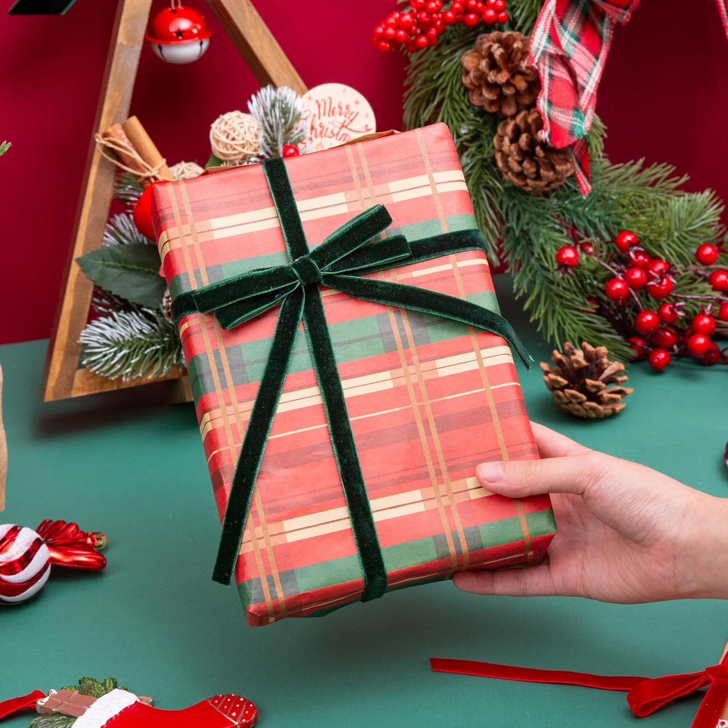 Vintage Hunter Green Velvet Ribbon, 3/8 Inch X 25Yd