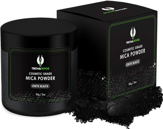 Black Mica Powder for Epoxy Resin 56g / 2oz. Jar - TECHAROOZ 2 Tone Resin Dye Color Pigment Powder for Lip Gloss, Nails, Colorant for Slime Bath Bombs Soap Making & Polymer Clay