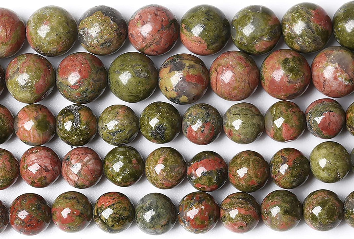 32pcs 12mm Natural Unakite Gemstone Beads Round Loose Beads for Jewelry Making DIY Bracelet Necklace