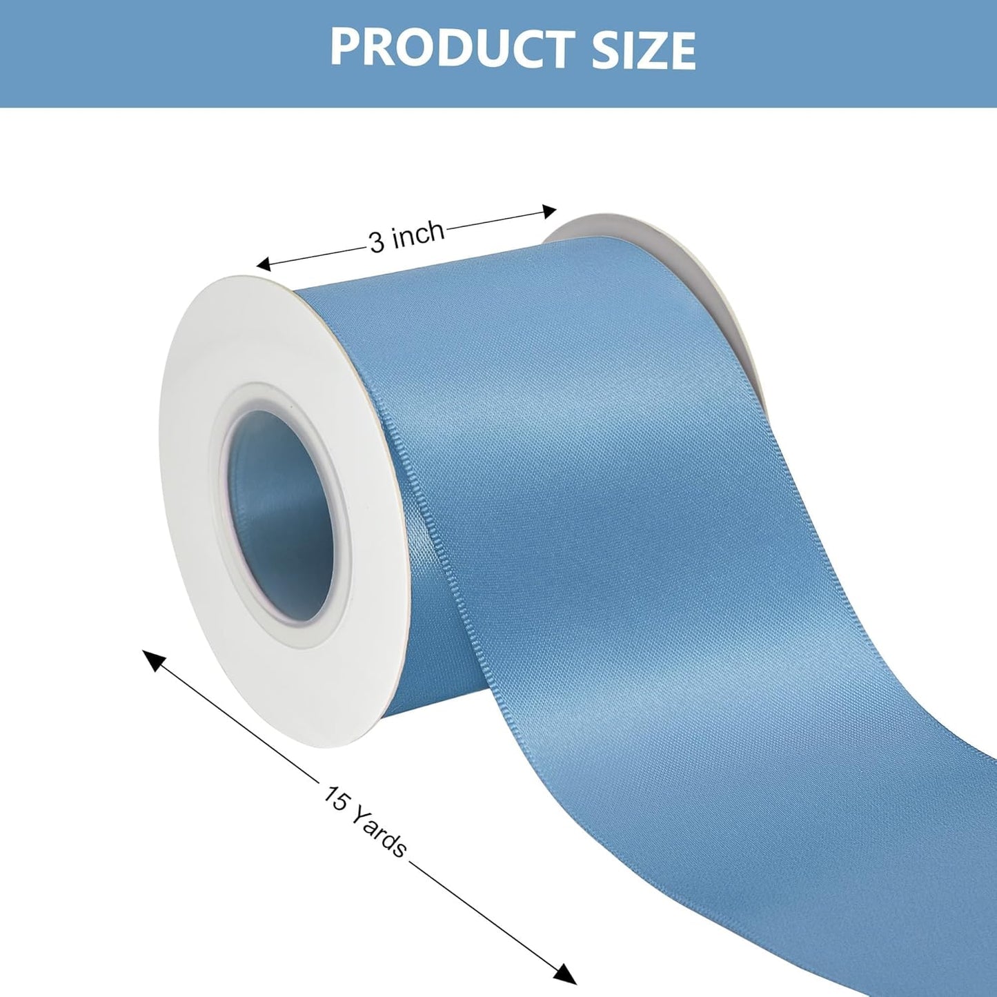 Dusty Blue Satin Ribbon 3 Inch X 15 Yards Solid Color Double Faced Ribbons Perfect for Crafts Wedding Decor Bow Making Arts Sewing and More