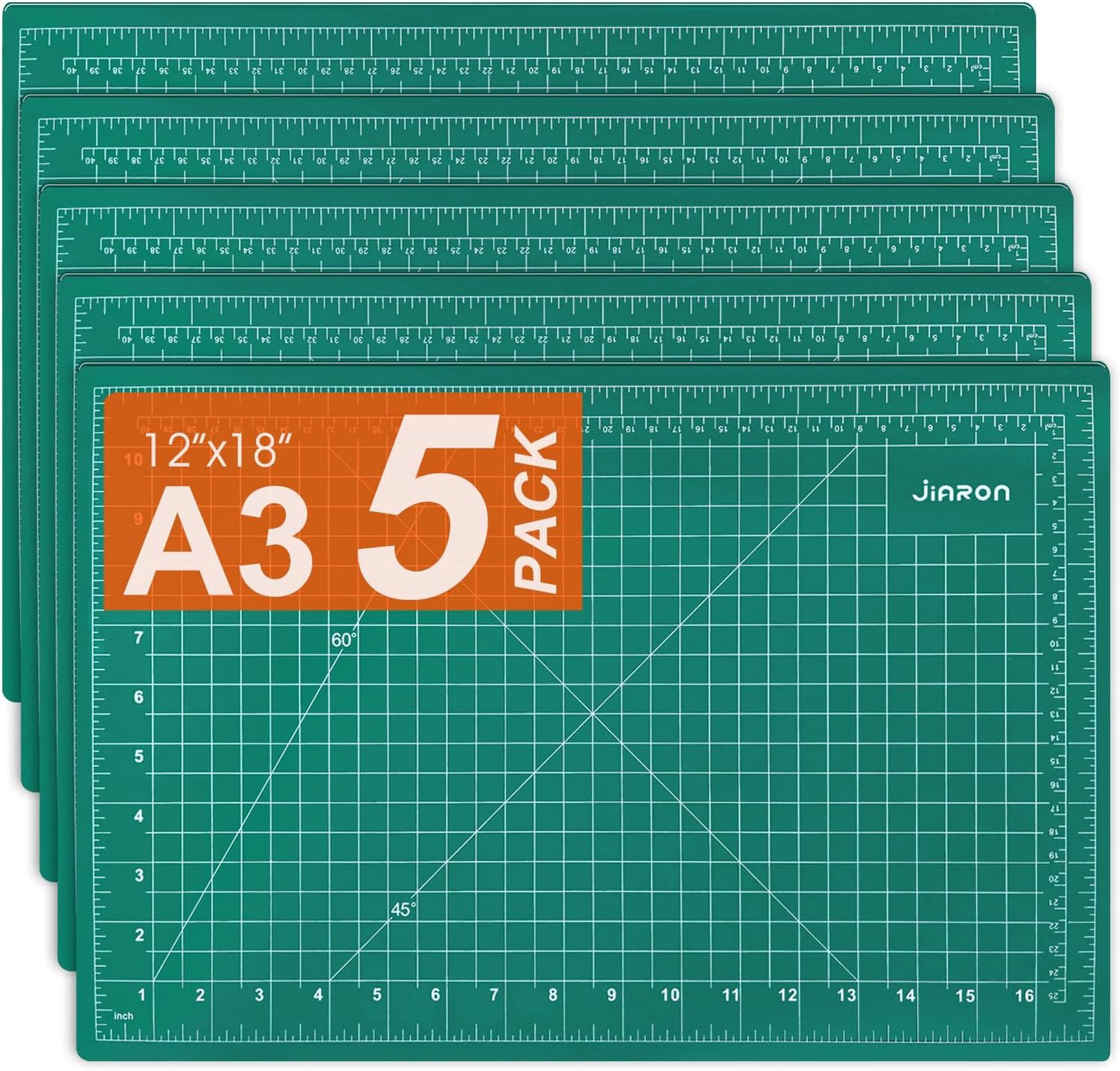 5 Pack Self Healing Sewing Mat, JIARON 12'' x 18'' Cutting Mats for Crafts, Double Sided 5 Layers Craft Cutting Mat for Sewing, Crafts, Scrapbooking Mat.