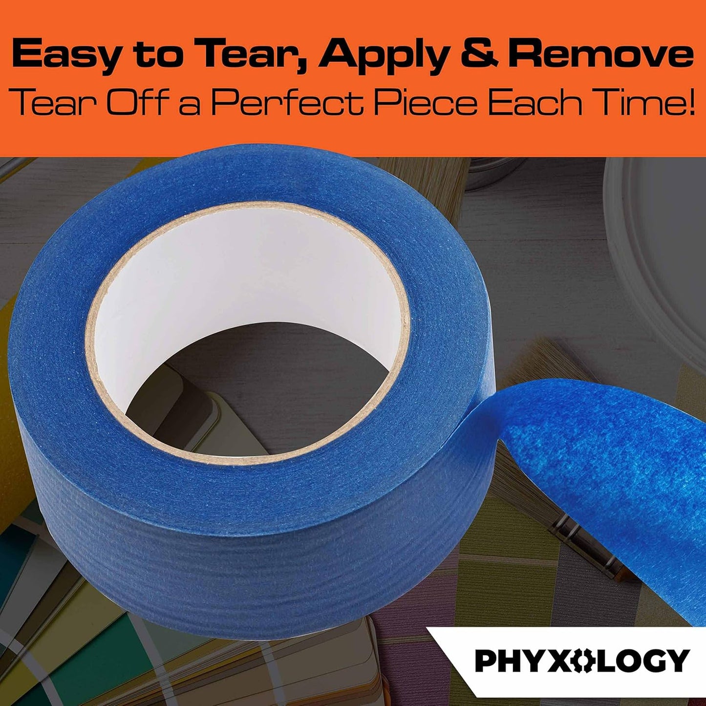 No-Residue 2 Inch, 60 Yard Blue Painters Tape 2 Pk. Easy-Tear, Pro-Grade Removable Masking Tape Great for Home, Office, Commercial Contractor. Clean, Drip-Free Painting with Wide Crepe Paper Rolls