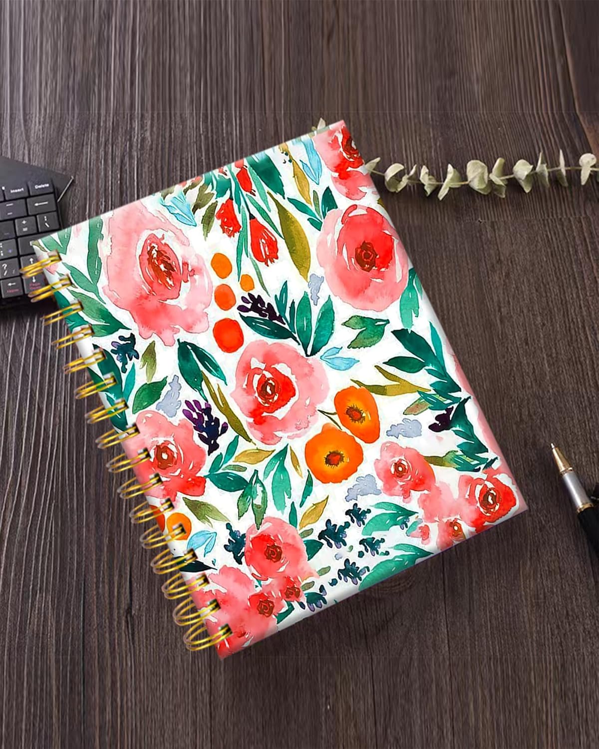 iampanda Spiral Journal Notebook,Cute Strong Twin-Wire Binding with Premium Paper for Girl Women,60 Sheets A5 College Ruled Notebook/Journal,Perfect for School Office Home Gifts,Watercolor Rose Floral