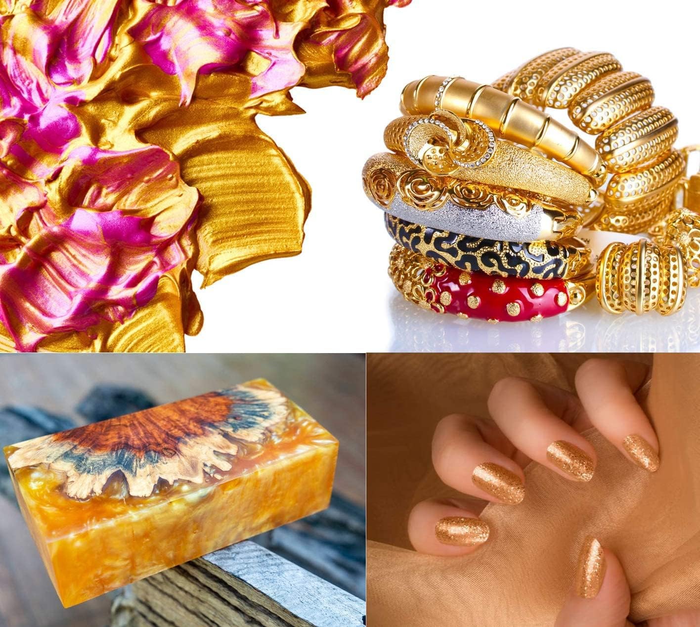 Gold Mica Powder for Epoxy Resin 3.5 oz /100g Powdered Pigment for Soap Colorant Bath Bomb Dye, Cosmetic Grade for Lip Gloss, Acrylic Nails Polish, Craft Projects