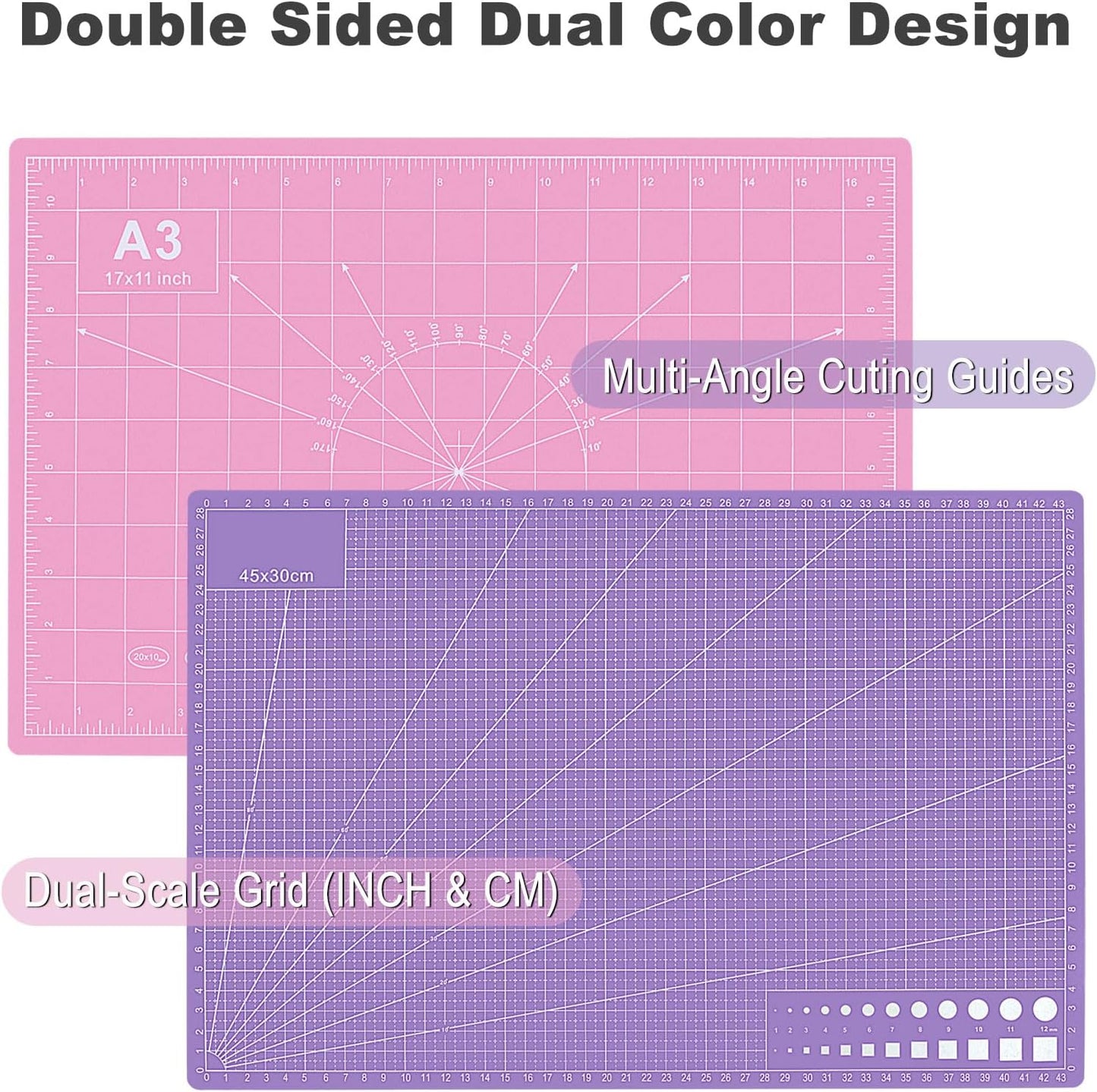 5 PCS Self Healing Cutting Mat 12" x 18": Sewing Rotary Cutting Mat for Crafts and Fabric Sewing Scrapbooking Quilting and Precision Cutting Purple & Pink Design (5, Purple & Pink)