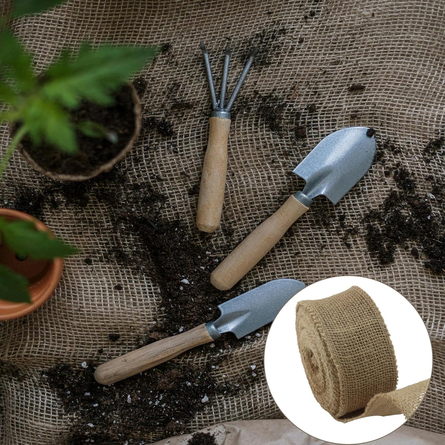 2" Wide Natural Burlap Fabric Roll - 10 Yards Jute Ribbon for Gift Wrapping, Wedding Decorations, Rustic Crafts, Wreaths & Home Decoration (5cm Wide)