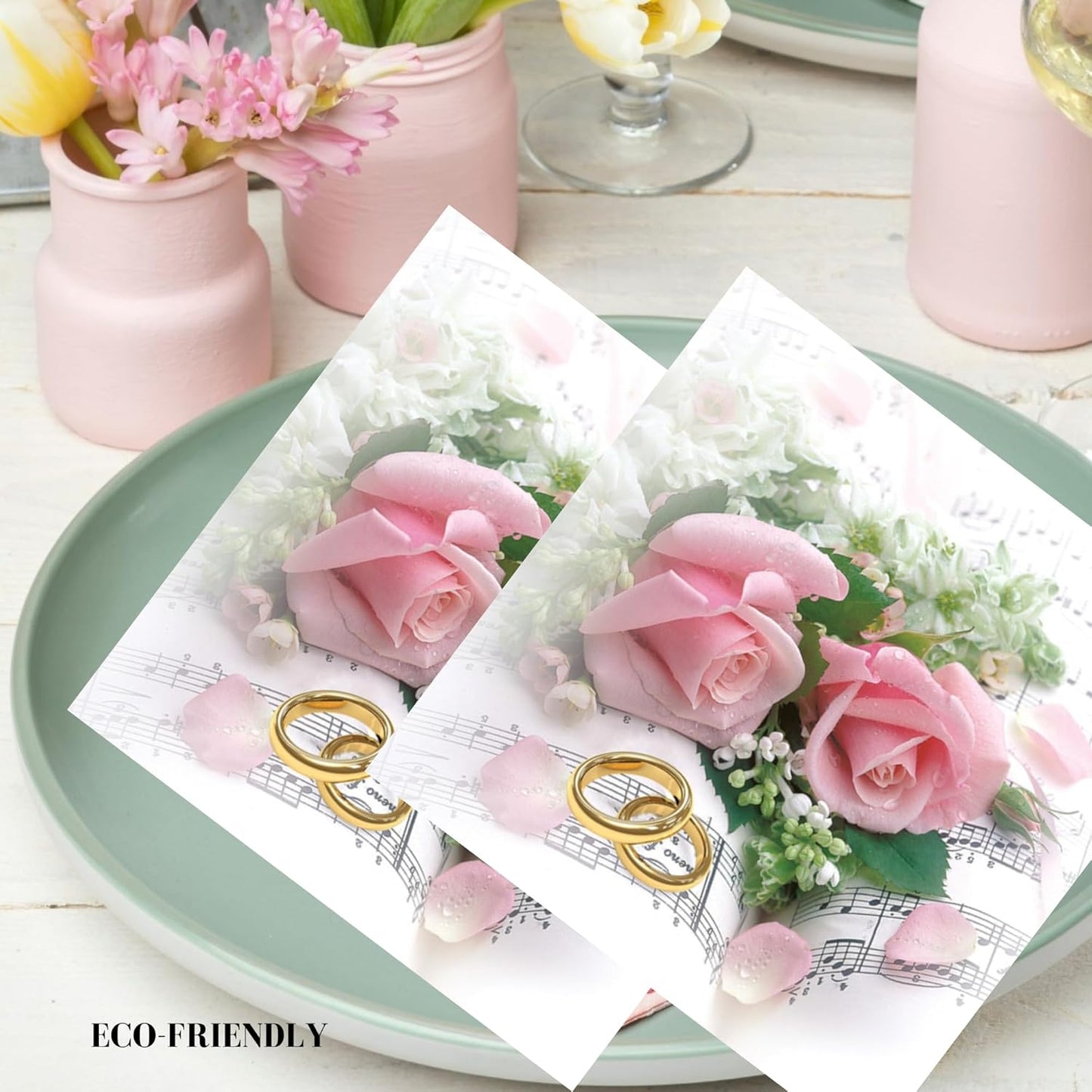 20-ct 13x13 Flowers Paper Luncheon Decoupage Napkins, 3-Ply Servilletas Printed Flower Bouquet Roses Wedding Napkin for Art, Dinner and Party, Disposable Napkins Decor