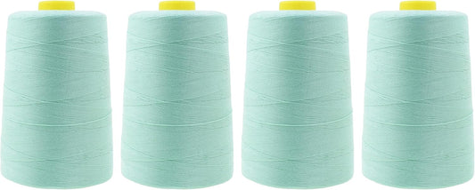 Mandala Crafts 4 Pack of Serger Threads Cones Spools - 40S/2 24000 Yards Polyester Mint Threads for Sergers Machine and Overlock Quilting Sewing Machine